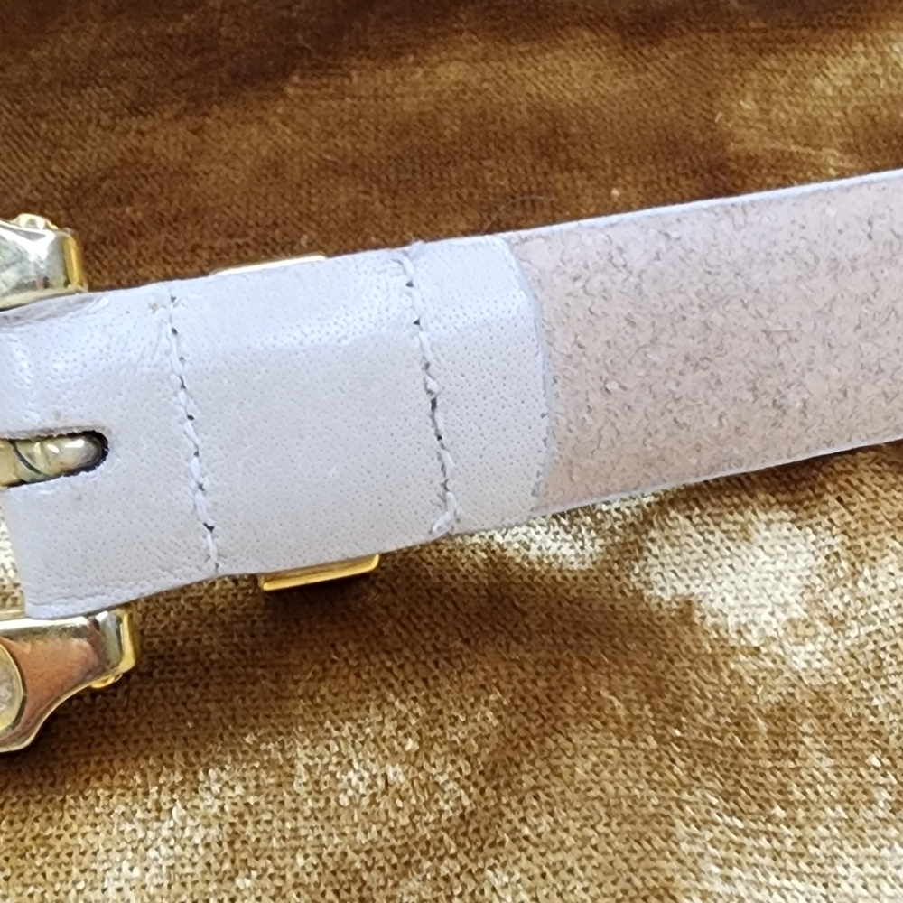 Vintage Phoebe Leather Belt Women's Size Small Cream White Brass Made in Spain - Picture 9 of 11